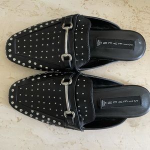 Studded , snaffle bit mules by Steve Madden